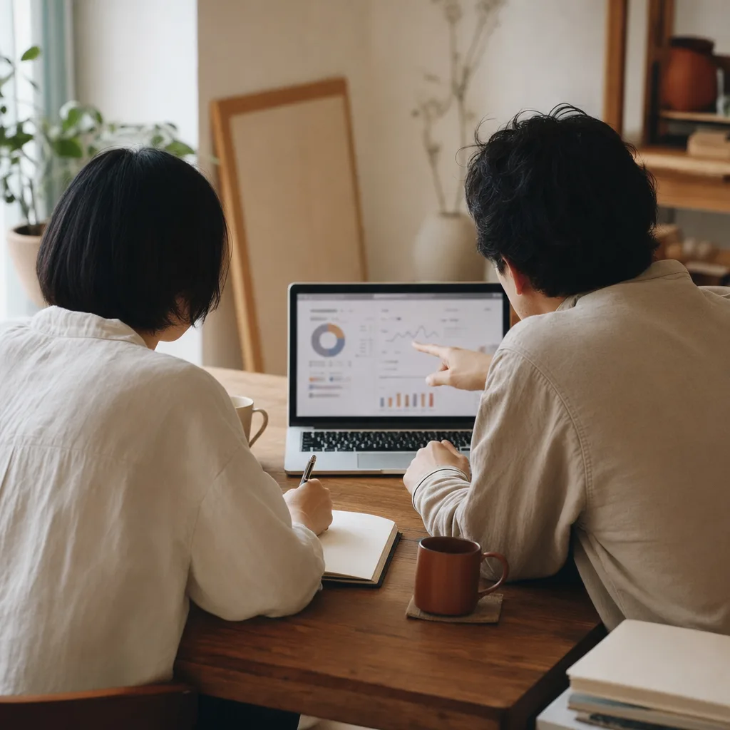伴走しながら画面を見る二人